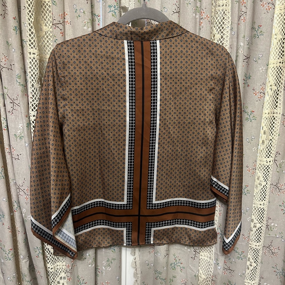 Zara Satin Effect Handkerchief Button Up Blouse Size XS - Picture 4 of 5